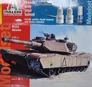 Italeri 77001 Czołg M1A1 Abrams - zestaw z farbami, klejem