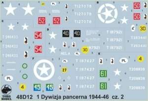 Kalkomania - 1 Dywizja Pancerna 1944-46 cz.2  skala 1-48