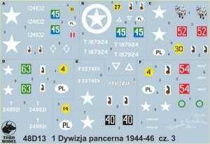 Kalkomania - 1 Dywizja Pancerna 1944-46 cz.3  skala 1-48