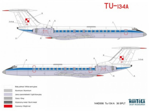 Kalkomania do samolotu TU-134A 36 SPLT 1-144 nr 144D006