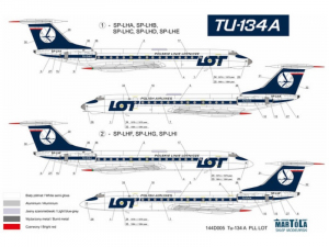 Kalkomania do samolotu TU-134A PLL LOT 1-144 nr 144D005