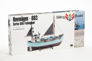 Łódź rybacka Havmagen drewniany model BB683 skala 1-30 z farbami