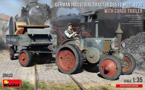 Model MiniArt 38033 German Industrial TRACTOR D8511 mod.1936 with Cargo Trailer
