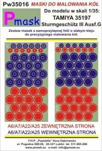 Pmask Pw35016 Maski koła - StuG III Ausf. G Tamiya 35197 (1:35)
