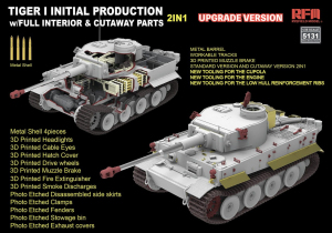 RFM 5131 Tiger I Initial Production w/Full Interior & Cutaway Parts 2in1 1/35 - Upgrade Version