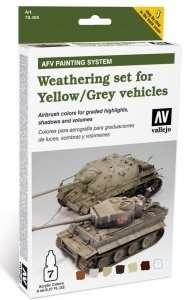 Vallejo 78405 Zestaw - Weathering set for Yellow / Grey vehicles 6x8ml + 1x10ml