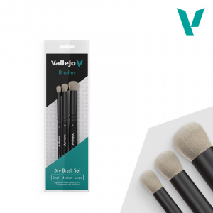 Vallejo B07990 Zestaw 3 pędzli Dry Brush - naturalne włosie (S, M, L)