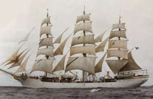 Żaglowiec Danmark BB5005 drewniany statek 1-75