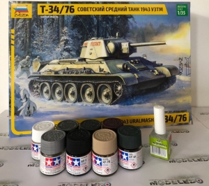 Zestaw modelarski czołg T-34/76 z farbkami Zvezda 3689