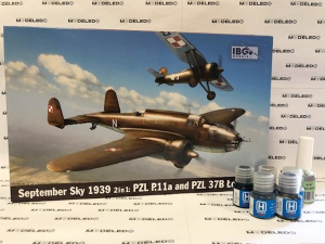 Zestaw z farbami IBG 72528 PZL P.11a & PZL 37B II Łoś - 2 modele