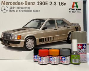 Zestaw z farbami Mercedes-Benz 190E 2.3 16v Italeri 3624 1/24