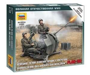 Zvezda 6117 German anti-aircraft gun 2 cm Flak 38 with Crew 1/72