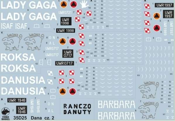 Kalkomania Polskie DANY w Afganistanie, polska kalkomania do modeli w skali 1/35. 