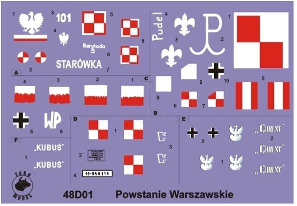 Kalkomania - Pojazdy opancerzone Powstania Warszawskiego - skala 1:48, 48D01 