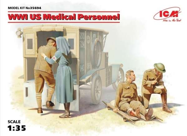 Personel medyczny z czasów I wojny światowej, plastikowe figurki do sklejania ICM 35694 w skali 1:35-image_ICM_35694_1