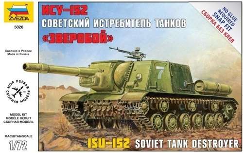 Radziecki niszczyciel czołgów ISU-152, plastikowy model do składania Zvezda 5026 w skali 1:72-image_Zvezda_5026_1