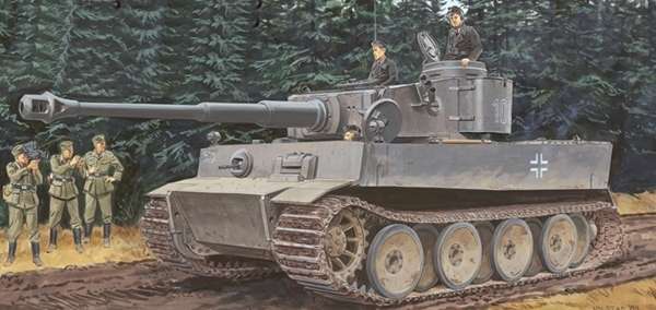 Plastikowy model niemieckiego czołgu Tiger I z walk pod Leningradem w 1943. Model Dragon 6252 w skali 1:35.-image_Dragon_6252_1