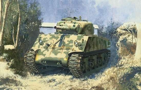 Plastikowy model do sklejania amerykańskiego czołgu Sherman M4 w skali 1:35. Model Drago 6548.-image_Dragon_6548_1