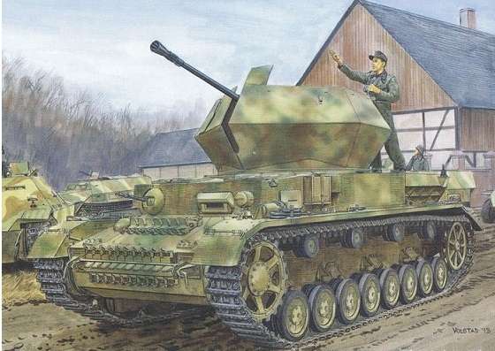 Flakpanzer IV ausf. G z zimmeritem plastikowy model niemieckiego samobieżnego działka plot w skali 1:35, model Dragon 6746. -image_Dragon_6746_1