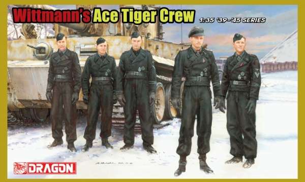 Figurki niemieckiego dowódcy Michaela Wittmanna oraz załogi czołgu Tiger, plastikowe figurki do sklejania Dragon 6831 w skali 1/35.-image_Dragon_6831_1