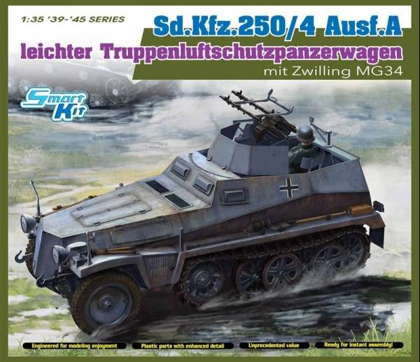 Niemiecki transporterSd.Kfz.250/4 wersja A z dwoma karabinami maszynowymi MG34, plastikowy model do sklejania Dragon 6878 w skali 1:35-image_Dragon_6878_1