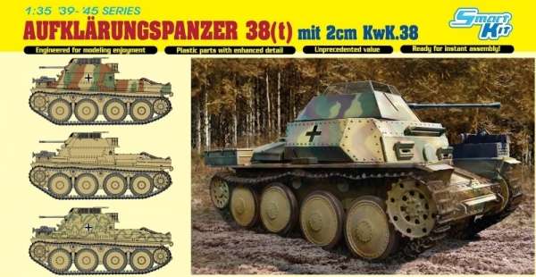 Niemiecki czołg lekki rozpoznawczy Aufklarungspazner 38 (t) z działkiem kalibru 20 mm KwK.38, plastikowy model do sklejania Dragon 6890 w skali 1:35-image_Dragon_6890_1