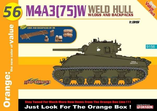 Amerykański czołg średni Sherman M4A3(75)W Weld Hull z bonusem, plastikowy model do sklejania Dragon 9155 w skali 1:35-image_Dragon_9156_1