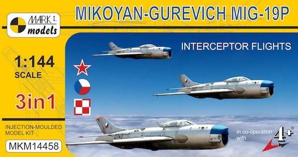 Radzieckie odrzutowe samoloty myśliwskie MiG-19P, plastikowe modele do sklejania Mark Model 14458 w skali 1:144-image_Mark Models_14458_1