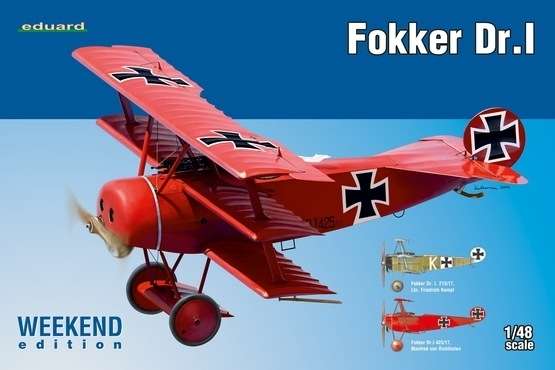 Trójpłatowy niemiecki myśliwiec z WWI Fokker Dr.1 - plastikowy model do sklejania, Eduard 8492 w skali 1:48.-image_Eduard_8492_1