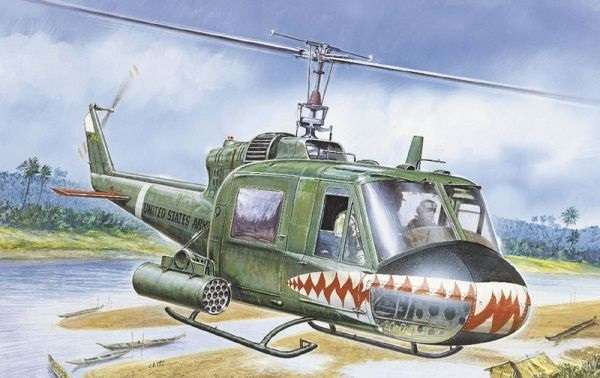 Amerykański wielozadaniowy śmigłowiec Bell UH-1C Gunship, plastikowy model do sklejania Italeri 050 w skali 1:72-image_Italeri_050_1