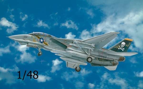 Amerykański naddźwiękowy pokładowy samolot myśliwski F-14A Tomcat, plastikowy model do sklejania Italeri 2667 w skali 1/48.-image_Italeri_2667_1