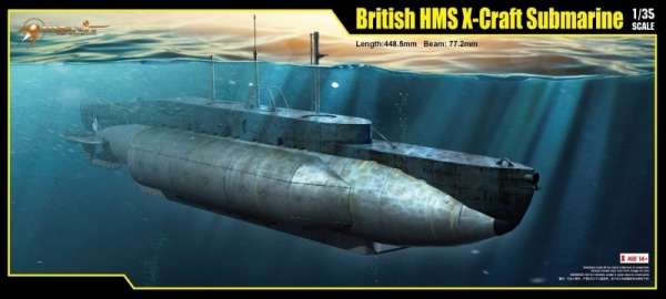 Brytyjski okręt podwodny HMS X-Craft , plastikowy model do sklejania Merit 63504 w skali 1:35 - image a_1-image_Merit_63504_1