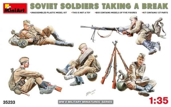 Radzieccy żołnierze podczas przerwy , plastikowe figurki do sklejania MiniArt 35233 w skali 1:35-image_MiniArt_35233_1