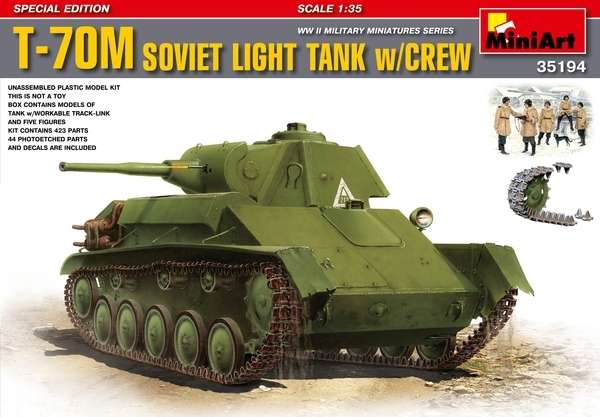 Plastikowy model czołgu T-70M w skali 1:35 do sklejania wraz z załogą-image_MiniArt_35194_1