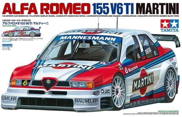Włoski samochód wyścigowy Alfa Romeo 155 V6 TI Martini, plastikowy model do sklejania Tamiya 24176 w skali 1:24.-image_Tamiya_24176_1
