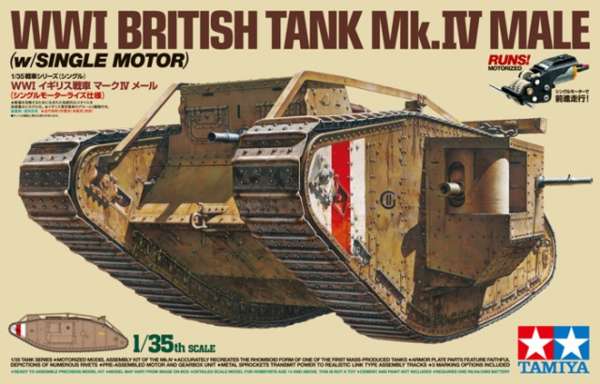 Brytyjski czołg z okresu I wojny światowej Mk.IV Male /z silnikiem, plastikowy model do sklejania Tamiya 30057 w skali 1:35.-image_Tamiya_30057_1