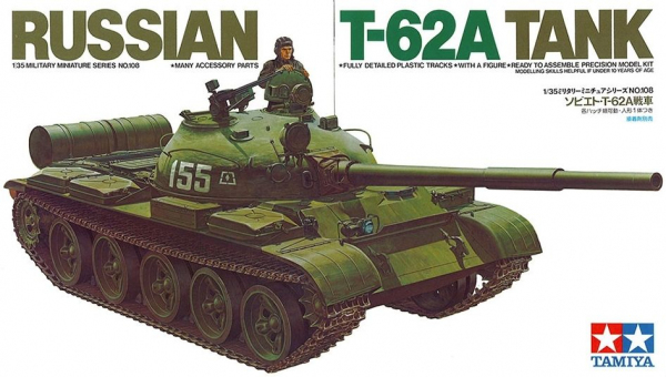 Rosyjski czołg T-62A, plastikowy model do sklejania Tamiya 35108 w skali 1:35-image_Tamiya_35108_1