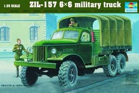 Model wojskowej ciężarówki ZIL-157 z napędem 6x6 do sklejania, model Trumpeter 01001 w skali 1:35.-image_Trumpeter_01001_1