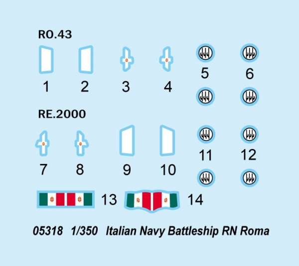 Model włoskiego pancernika RN Roma w skali 1:350 do sklejania, model Trumpeter 05318_image_3-image_Trumpeter_05318_3