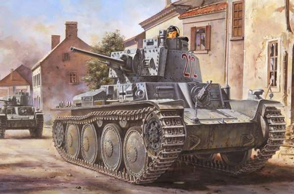 Czechosłowacki czołg lekki Pz.Kpfw.38(t) używany przez armię niemiecką podczas WWII, plastikowy model czołgu do sklejania Hobby Boss 80141 w skali 1:35.-image_Hobby Boss_80141_1