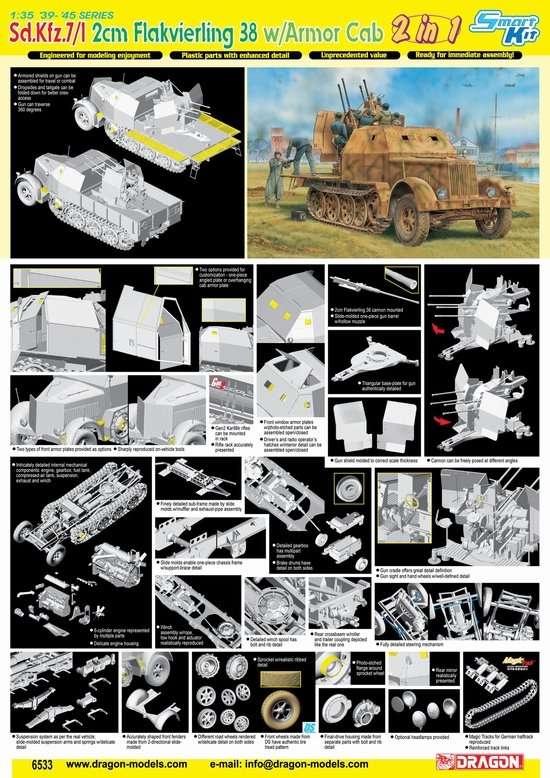 Model Dragon 6533 Sd.Kfz.7-1 2cm Flakvierling 38 with Armor Cab -image7-dra6533-image_Dragon_6533_3