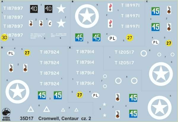 Kalkomania Cromwell i Centaur w PSZ cz.2, polska kalkomania do modeli w skali 1/35. 