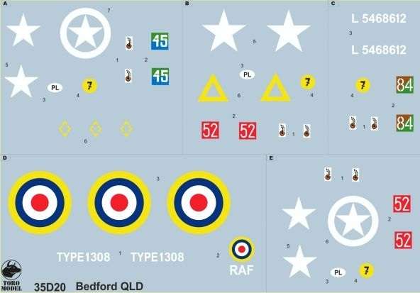 Kalkomania Bedford QLD w Polskich Siłach Zbrojnych, polska kalkomania do modeli w skali 1/35. 