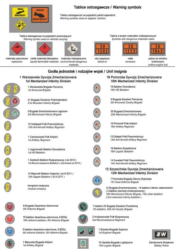 35D11 Polska kalkomania - Tablice rejestracyjne wz.2000, godła, napisy pojazdów Wojska Polskiego cz.1 - skala 1/35