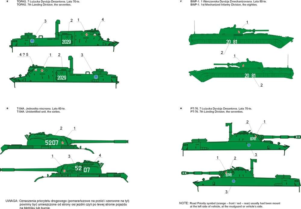 35D15 Polska kalkomania - Wojsko Polskie 1965-85 cz.1 - skala 1/35