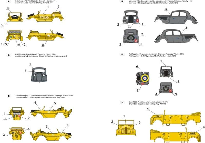 35D19 Polska kalkomania - Samochody zdobyczne w Wojsku Polskim oraz w PSZ - skala 1/35