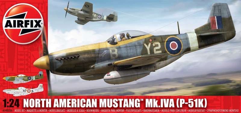 Amerykański jednosilnikowy myśliwiec Mustang P-51K, plastikowy model do sklejania Airfix A14003A w skali 1:24-image_Airfix_A14003A_1