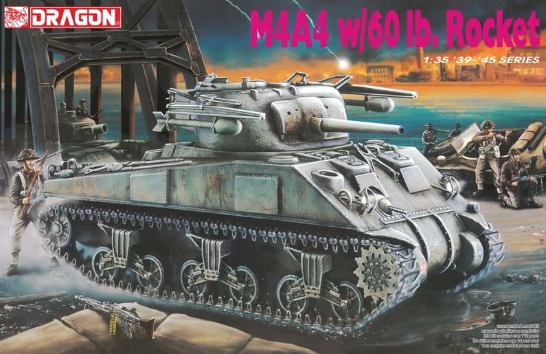 Amerykański średni czołg Sherman M4A4 z rakietami, plastikowy model do sklejania Dragon 6041 w skali 1:35.-image_Dragon_6041_1