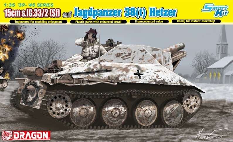 Niemieckie samobieżne działo na podwoziu niszczyciela czołgów Jagdpanzer 38(t) Hetzer z armatą 15cm s.IG.33, plastikowy model do sklejania Dragon 6489 w skali 1:35-image_Dragon_6489_1