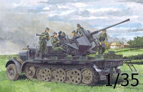 Niemieckie samobieżne działo przeciwlotnicze Sd.Kfz.7/2 3.7cm FlaK 36, plastikowy model do sklejania Dragon 6541 w skali 1:35.-image_Dragon_6541_1